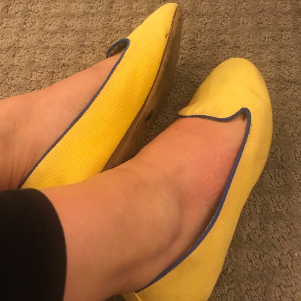 J Crew Yellow Flats with Blue Trim